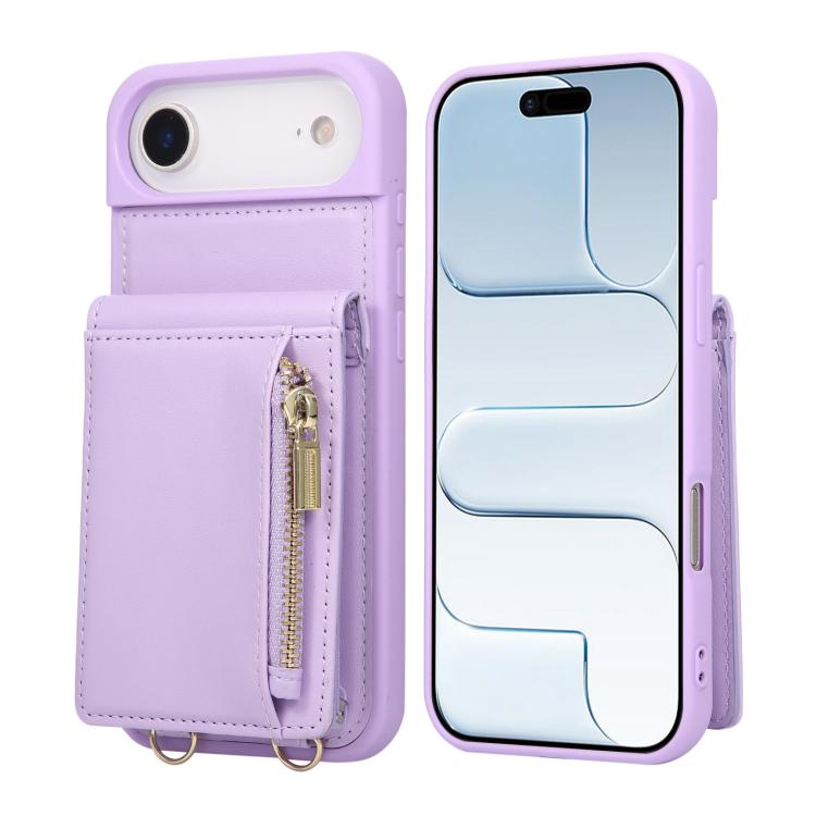 Crossbody Lanyard Zipper Wallet Leather Phone Case, For iPhone 16 Pro Max, For iPhone 16 Pro, For iPhone 16 Plus, For iPhone 16