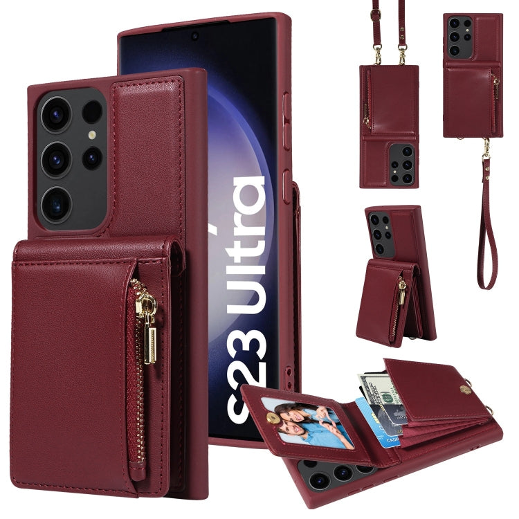 Crossbody Lanyard Zipper Wallet Leather Phone Case
