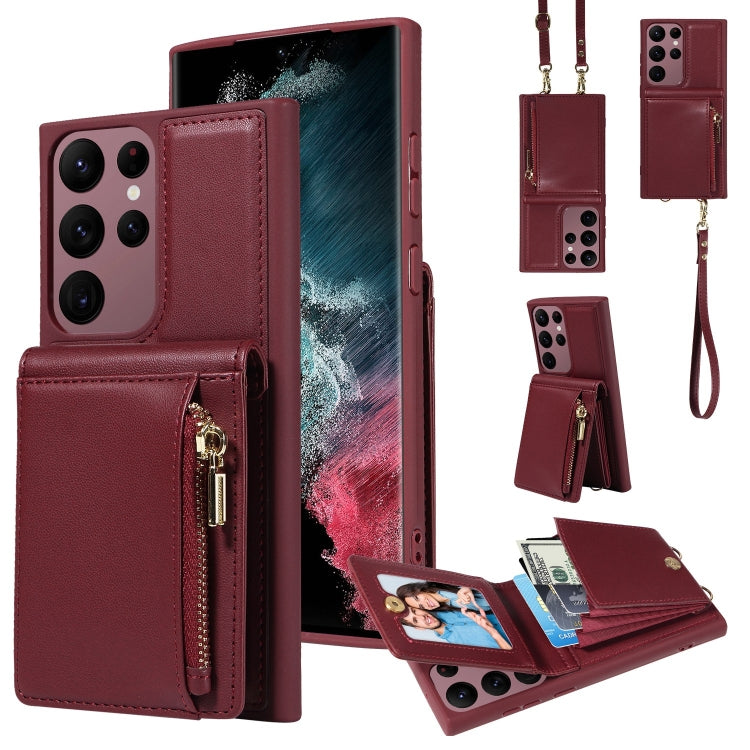 Crossbody Lanyard Zipper Wallet Leather Phone Case