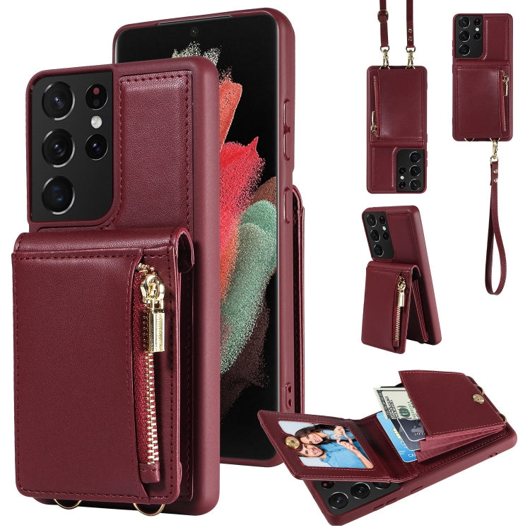 Crossbody Lanyard Zipper Wallet Leather Phone Case