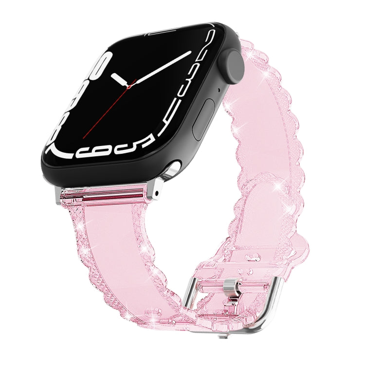 Diamond Texture Lace Clear TPU Watch Band, For Apple Watch Series 7 41mm, For Apple Watch Series 7 45mm, For Apple Watch SE 40mm, For Apple Watch SE 44mm