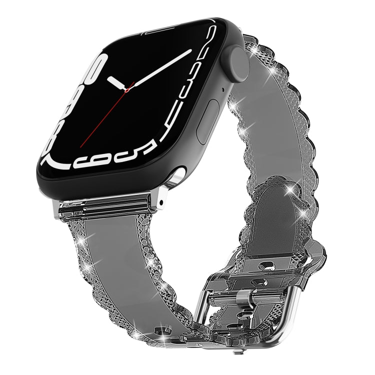 Diamond Texture Lace Clear TPU Watch Band, For Apple Watch Series 7 41mm, For Apple Watch Series 7 45mm, For Apple Watch SE 40mm, For Apple Watch SE 44mm