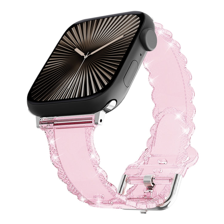 Diamond Texture Lace Clear TPU Watch Band, For Apple Watch Series 10 46mm, For Apple Watch Series 10 42mm, For Apple Watch SE 2023 44mm, For Apple Watch SE 2023 40mm