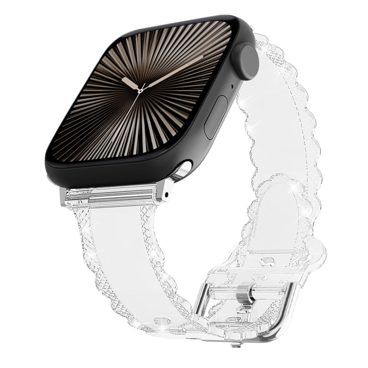 Diamond Texture Lace Clear TPU Watch Band, For Apple Watch Series 10 46mm, For Apple Watch Series 10 42mm, For Apple Watch SE 2023 44mm, For Apple Watch SE 2023 40mm