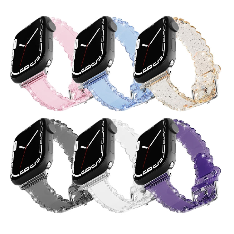 Diamond Texture Lace Clear TPU Watch Band, For Apple Watch Series 7 41mm, For Apple Watch Series 7 45mm, For Apple Watch SE 40mm, For Apple Watch SE 44mm
