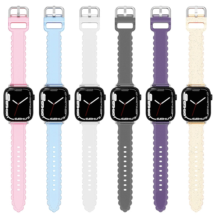 Diamond Texture Lace Clear TPU Watch Band, For Apple Watch Series 7 41mm, For Apple Watch Series 7 45mm, For Apple Watch SE 40mm, For Apple Watch SE 44mm