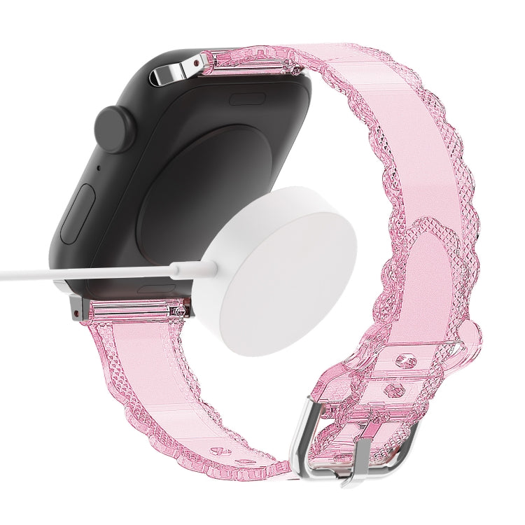 Diamond Texture Lace Clear TPU Watch Band, For Apple Watch Series 7 41mm, For Apple Watch Series 7 45mm, For Apple Watch SE 40mm, For Apple Watch SE 44mm