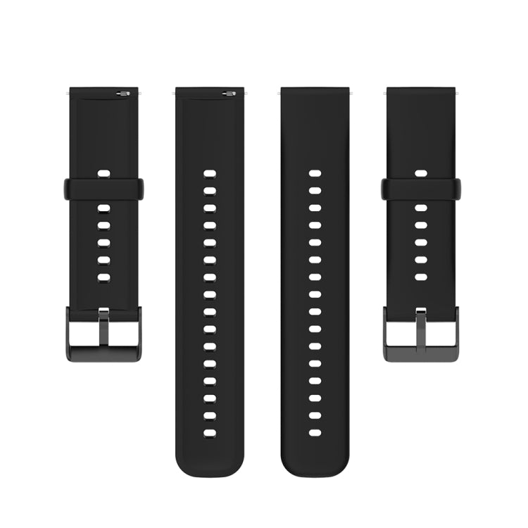 Solid Color Silicone Stainless Steel Black Buckle Watch Band, Black Buckle