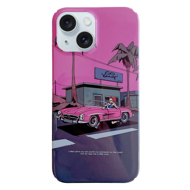Painted Pattern PC Phone Case, For iPhone 15
