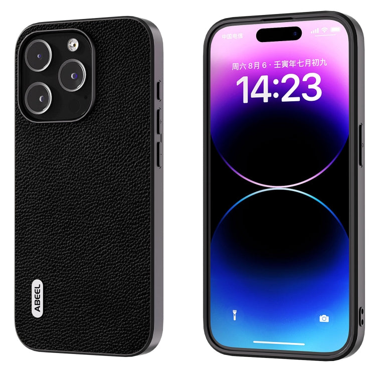 ABEEL Black Edge Genuine Leather Mino Phone Case, For iPhone 16 Pro Max, For iPhone 16 Pro, For iPhone 16 Plus, For iPhone 16, For iPhone 15 Pro Max, For iPhone 15 Pro