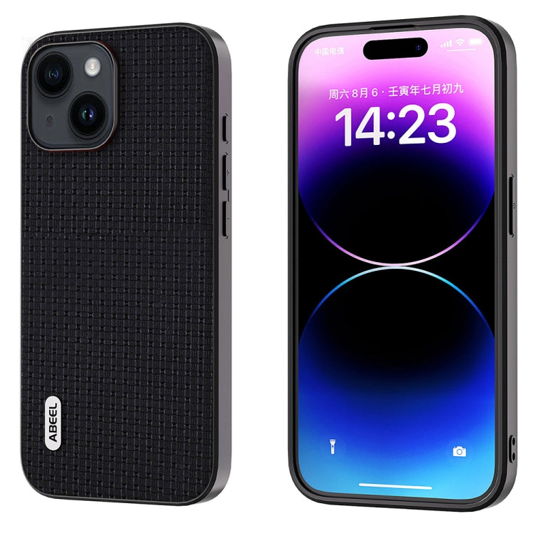 ABEEL Genuine Leather Luxury Black Edge Phone Case, For iPhone 15 Pro Max, For iPhone 15 Pro, For iPhone 15 Plus, For iPhone 15, For iPhone 14 Plus, For iPhone 14