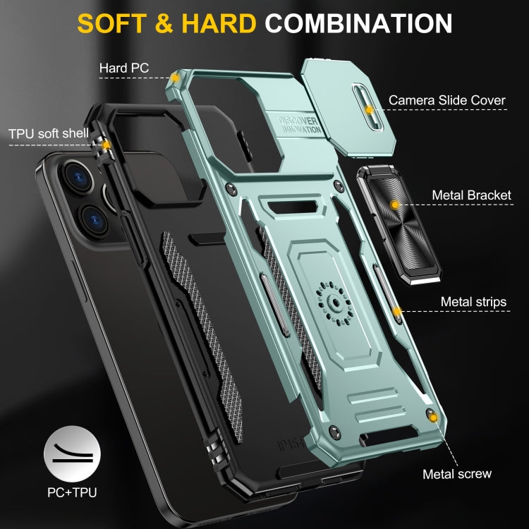 Armor PC + TPU Camera Shield Phone Case, For iPhone 15 Pro, For iPhone 15 Plus, For iPhone 15