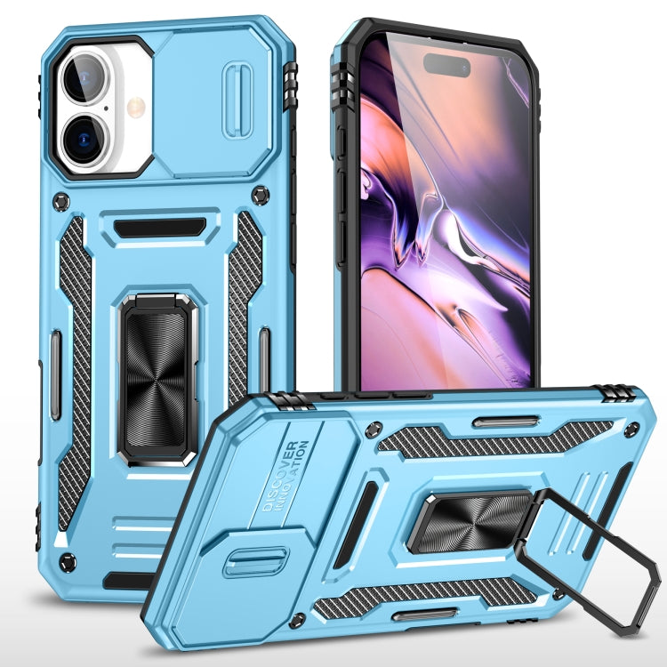 Armor PC + TPU Camera Shield Phone Case, For iPhone 15 Pro, For iPhone 15 Plus, For iPhone 15