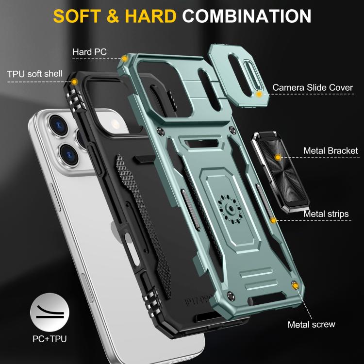 Armor PC + TPU Camera Shield Phone Case, For iPhone 16e, For iPhone 16 Pro Max, For iPhone 16 Pro