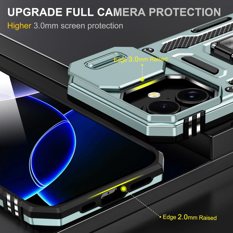 Armor PC + TPU Camera Shield Phone Case, For iPhone 16 Plus, For iPhone 16, For iPhone 15 Pro Max