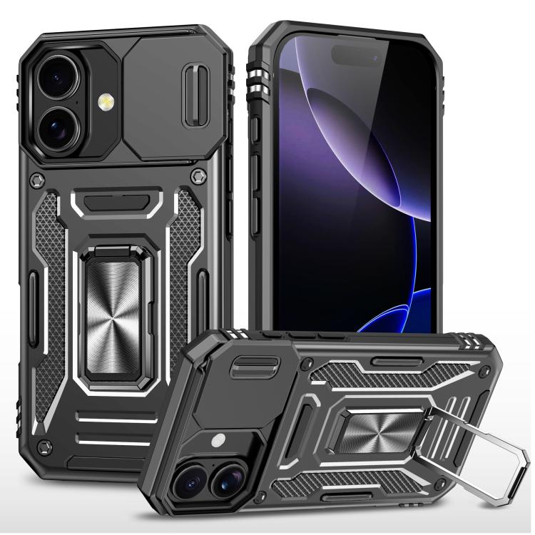 Armor PC + TPU Camera Shield Phone Case, For iPhone 16e, For iPhone 16 Pro Max, For iPhone 16 Pro