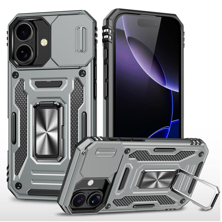 Armor PC + TPU Camera Shield Phone Case, For iPhone 16 Plus, For iPhone 16, For iPhone 15 Pro Max