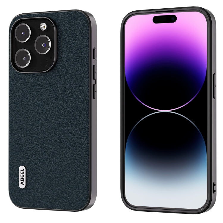 ABEEL Genuine Leather Wave Black Edge Phone Case, For iPhone 16 Pro Max, For iPhone 16 Pro, For iPhone 16 Plus, For iPhone 16, For iPhone 15 Pro Max, For iPhone 15 Pro