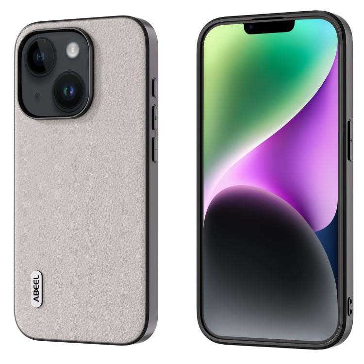 ABEEL Genuine Leather Wave Black Edge Phone Case, For iPhone 15 Plus, For iPhone 15
