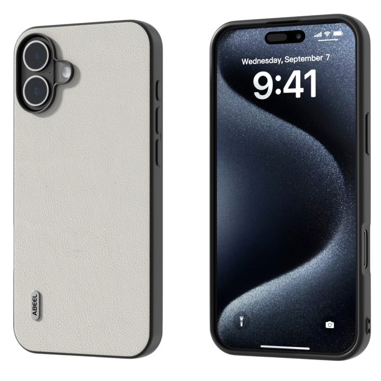 ABEEL Genuine Leather Wave Black Edge Phone Case, For iPhone 16 Pro Max, For iPhone 16 Pro, For iPhone 16 Plus, For iPhone 16, For iPhone 15 Pro Max, For iPhone 15 Pro