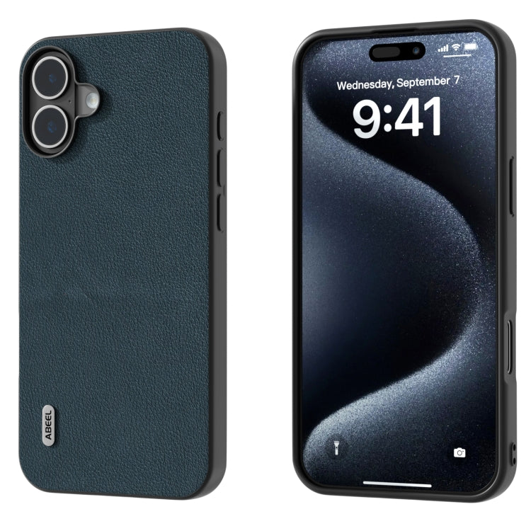 ABEEL Genuine Leather Wave Black Edge Phone Case, For iPhone 16 Pro Max, For iPhone 16 Pro, For iPhone 16 Plus, For iPhone 16, For iPhone 15 Pro Max, For iPhone 15 Pro