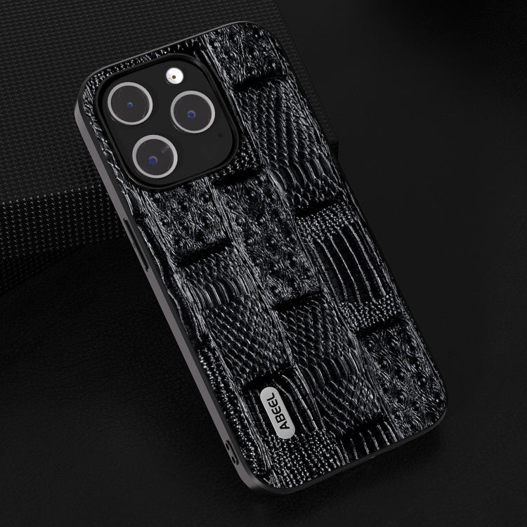 ABEEL Genuine Leather Mahjong Pattern Black Edge Phone Case, For iPhone 15 Pro Max, For iPhone 15 Pro, For iPhone 15 Plus, For iPhone 15