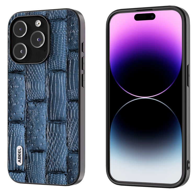 ABEEL Genuine Leather Mahjong Pattern Black Edge Phone Case, For iPhone 15 Pro Max, For iPhone 15 Pro, For iPhone 15 Plus, For iPhone 15