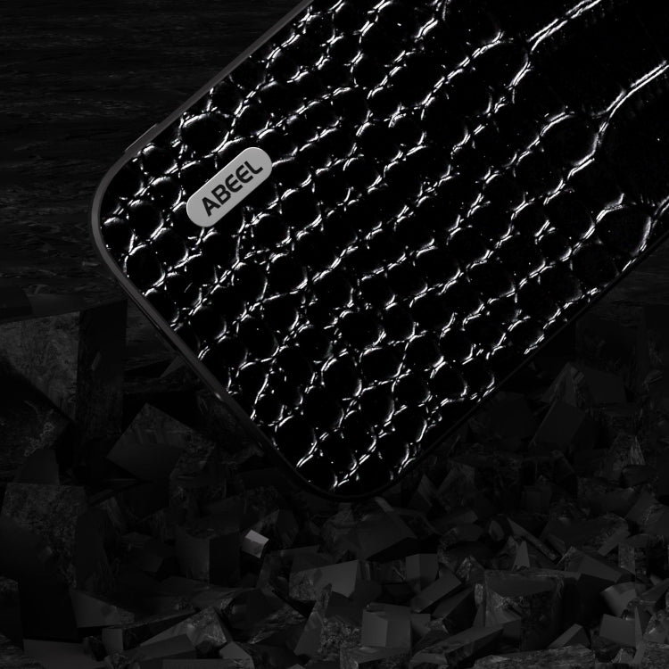 ABEEL Genuine Leather Crocodile Pattern Black Edge Phone Case, For iPhone 15 Plus, For iPhone 15
