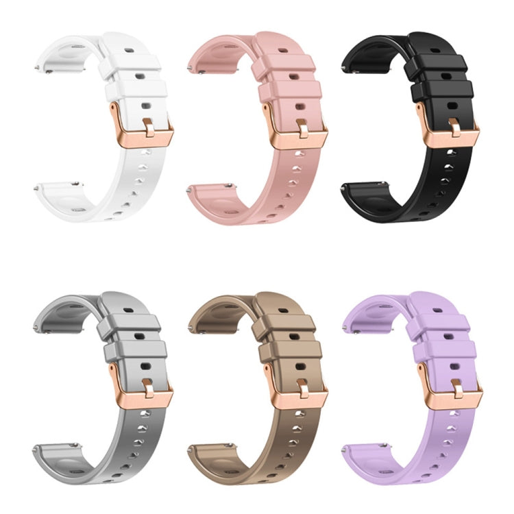 20mm Solid Color Rose Gold Buckle Silicone Watch Band, For Amazfit GTR Mini / Bip 3 / Bip 3 Pro