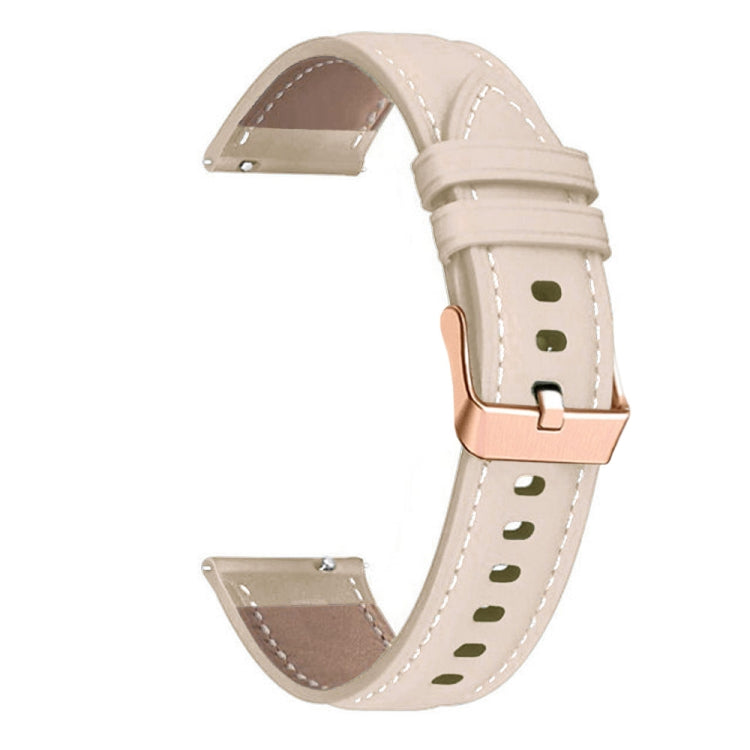 20mm Rose Gold Buckle Genuine Leather Watch Band, For Garmin Venu / SQ / SQ2 / Venu 2 Plus