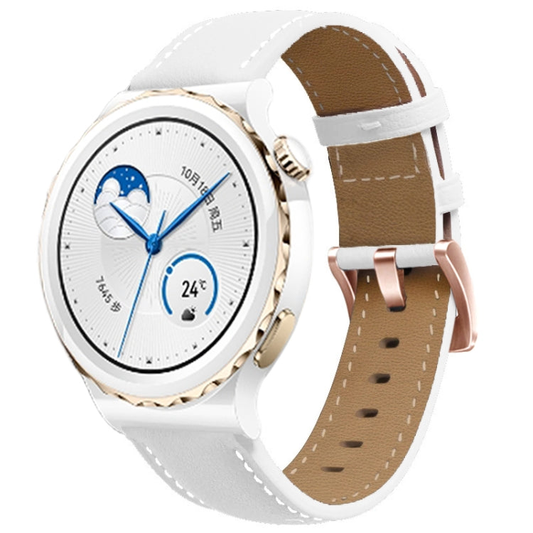 20mm Rose Gold Buckle Genuine Leather Watch Band, For Garmin Venu / SQ / SQ2 / Venu 2 Plus