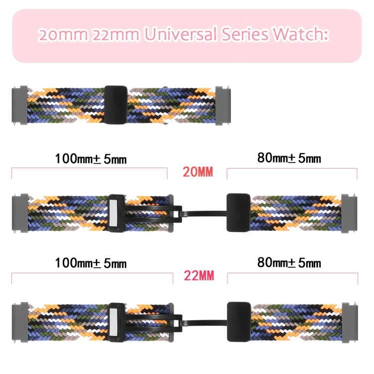 20mm Magnetic Fold Clasp Woven Watch Band, For Garmin VivoMove Trend / Luxe / Style