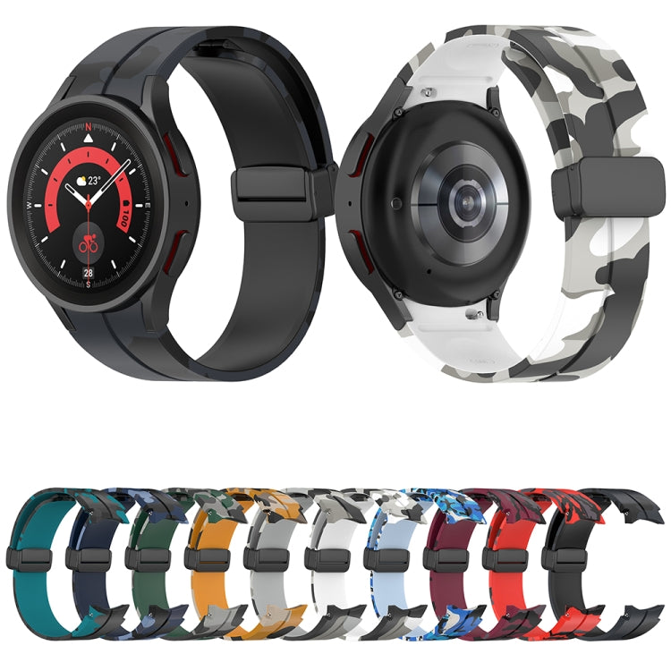 Magnetic Clasp Camouflage Silicone Watch Band, For Samsung Galaxy Watch5 / 5 Pro / Watch 4 / 4 Classic