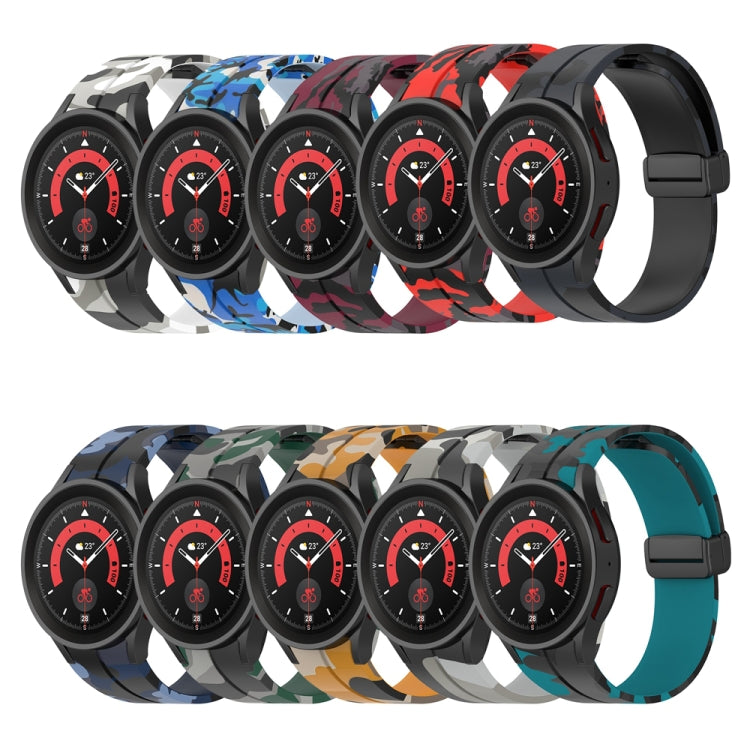 Magnetic Clasp Camouflage Silicone Watch Band, For Samsung Galaxy Watch5 / 5 Pro / Watch 4 / 4 Classic