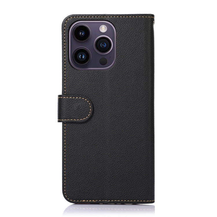 KHAZNEH Litchi Texture Leather RFID Phone Case, For iPhone 15 Pro, For iPhone 15 Plus, For iPhone 15, For iPhone 14 Plus, For iPhone 14, For iPhone 14 Pro
