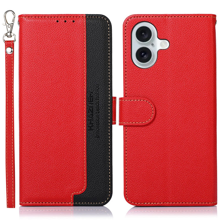 KHAZNEH Litchi Texture Leather RFID Phone Case, For iPhone 15 Pro, For iPhone 15 Plus, For iPhone 15, For iPhone 14 Plus, For iPhone 14, For iPhone 14 Pro