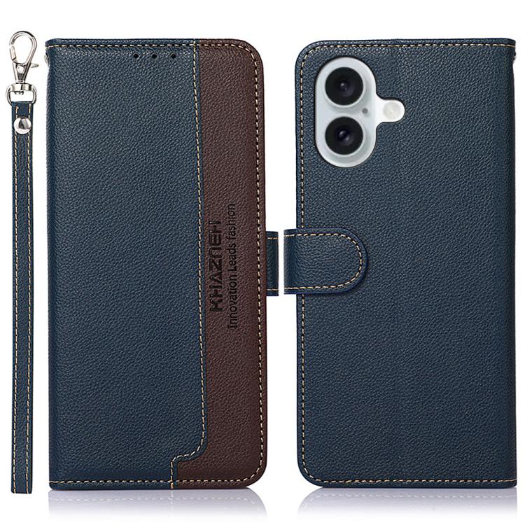 KHAZNEH Litchi Texture Leather RFID Phone Case, For iPhone 16 Pro Max, For iPhone 16 Pro, For iPhone 16 Plus, For iPhone 16, iPhone 16e, For iPhone 15 Pro Max