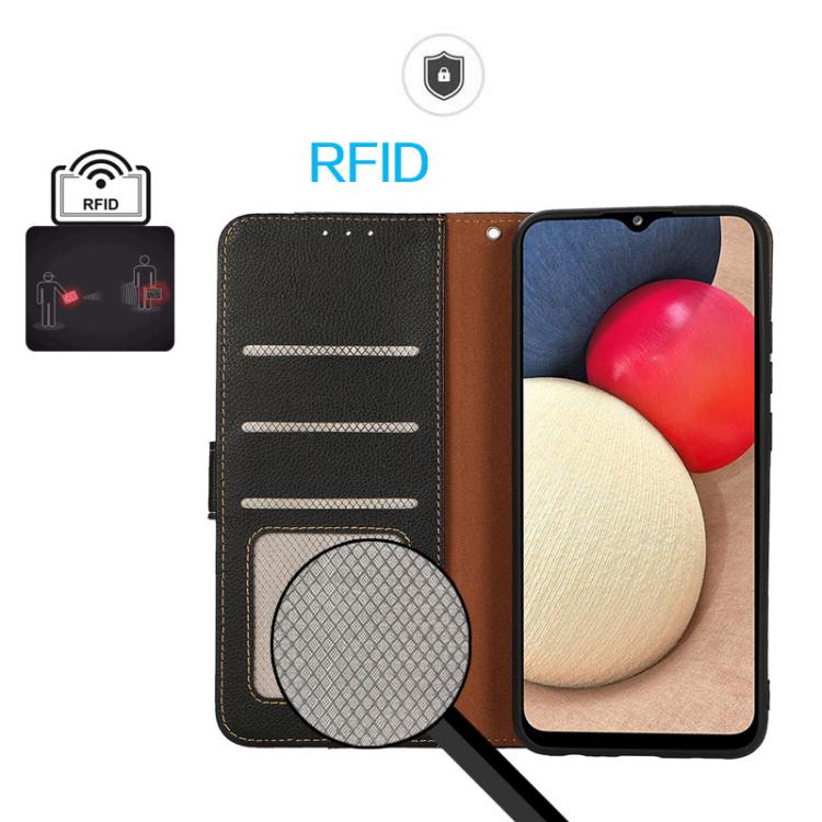 KHAZNEH Litchi Texture Leather RFID Phone Case, For iPhone 16 Pro Max, For iPhone 16 Pro, For iPhone 16 Plus, For iPhone 16, iPhone 16e, For iPhone 15 Pro Max