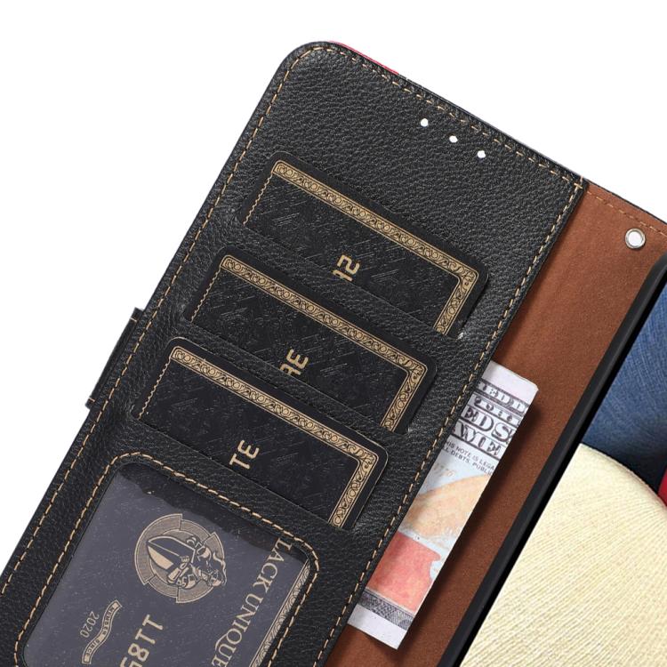 KHAZNEH Litchi Texture Leather RFID Phone Case, For iPhone 16 Pro Max, For iPhone 16 Pro, For iPhone 16 Plus, For iPhone 16, iPhone 16e, For iPhone 15 Pro Max