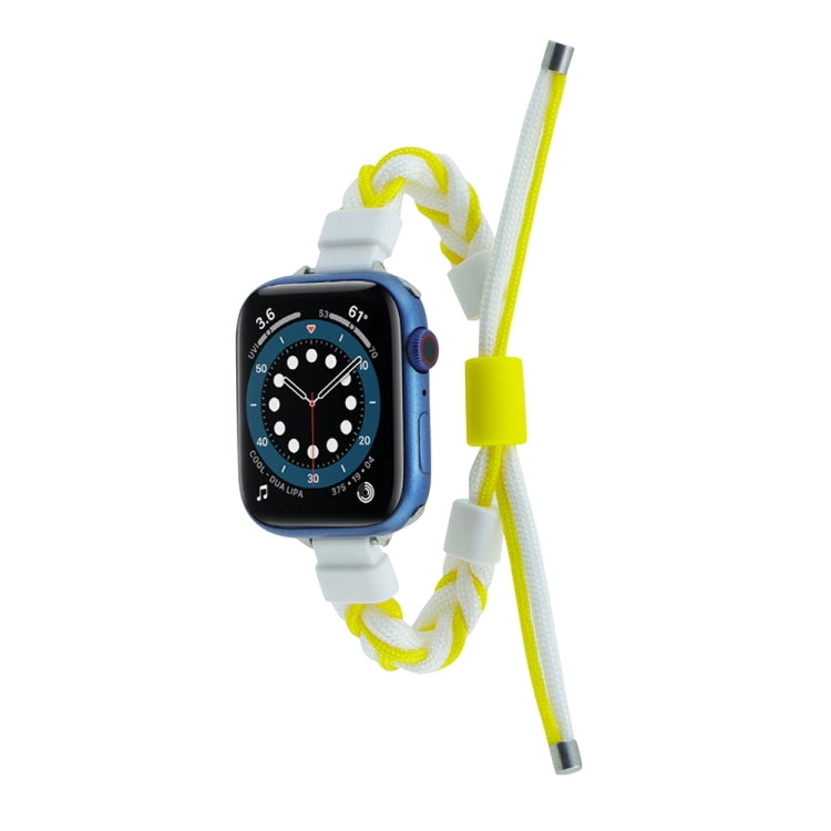 Silicone Bean Braided Cord Nylon Watch Band, For Apple Watch SE 2022 44mm, For Apple Watch 7 41mm, For Apple Watch 7 45mm