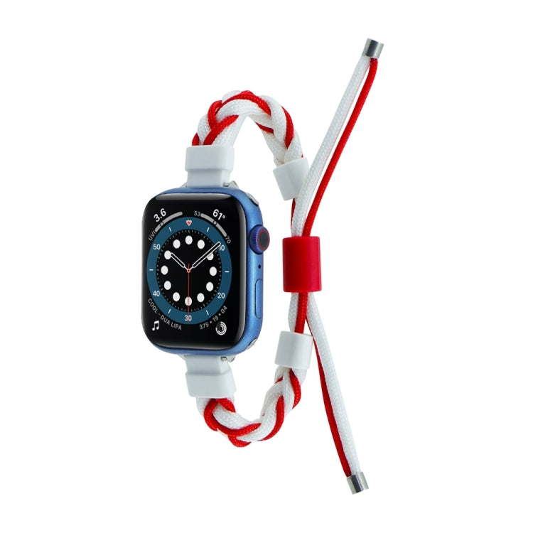 Silicone Bean Braided Cord Nylon Watch Band, For Apple Watch SE 2022 40mm, For Apple Watch 9 45mm, For Apple Watch 9 41mm