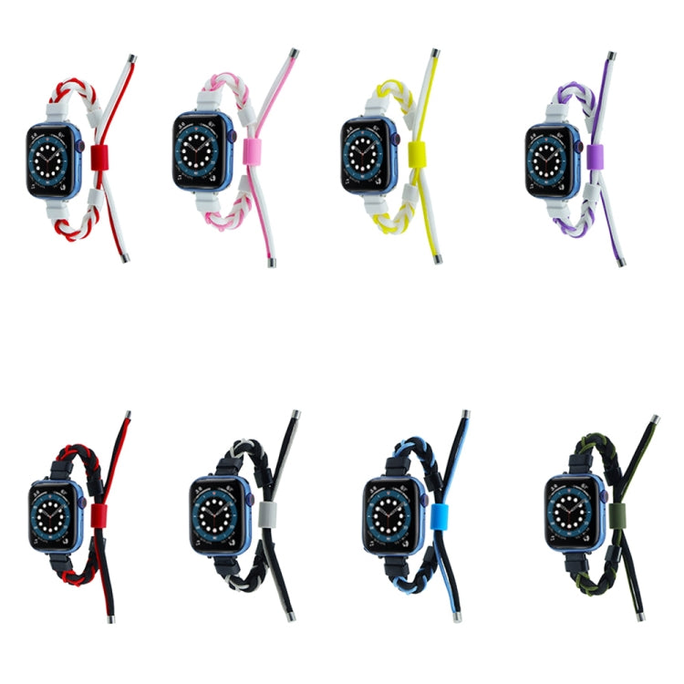 Silicone Bean Braided Cord Nylon Watch Band, For Apple Watch SE 2023 44mm, For Apple Watch Ultra 49mm, For Apple Watch SE 2023 40mm