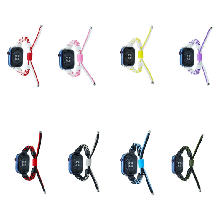 Silicone Bean Braided Cord Nylon Watch Band, For Apple Watch SE 2022 44mm, For Apple Watch 7 41mm, For Apple Watch 7 45mm