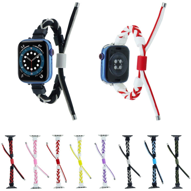 Silicone Bean Braided Cord Nylon Watch Band, For Apple Watch SE 2022 44mm, For Apple Watch 7 41mm, For Apple Watch 7 45mm