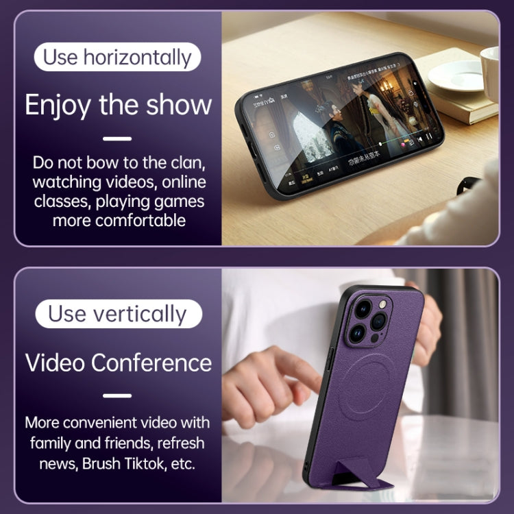 SULADA Folding Holder Lambskin Texture MagSafe Phone Case, For iPhone 13 Pro, For iPhone 13