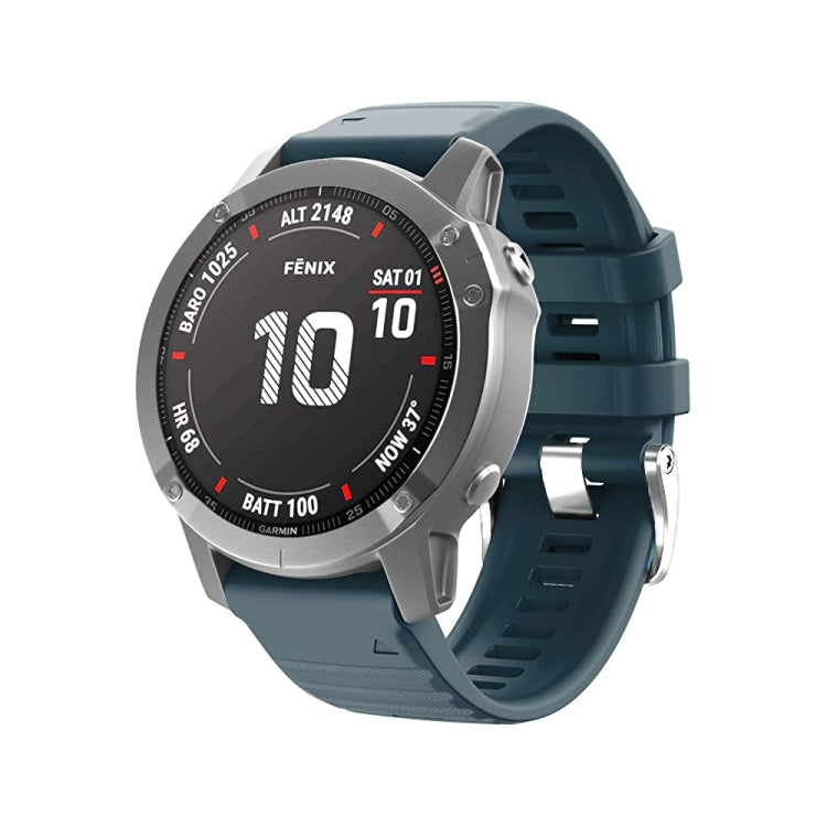 Screw Silver Steel Buckle Silicone Watch Band, For Garmin Forerunner 965 / 955 / 945 / 935, For Garmin Tactix 7 Pro / Fenix 7X / 6X Pro