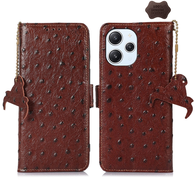 Ostrich Pattern Genuine Leather RFID Phone Case