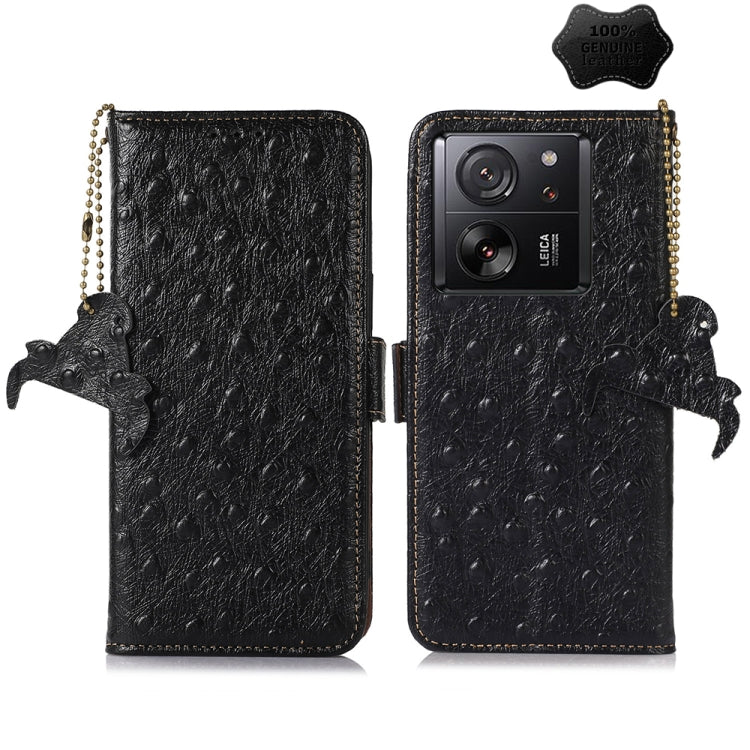 Ostrich Pattern Genuine Leather RFID Phone Case