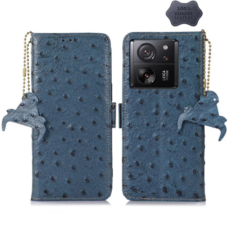 Ostrich Pattern Genuine Leather RFID Phone Case