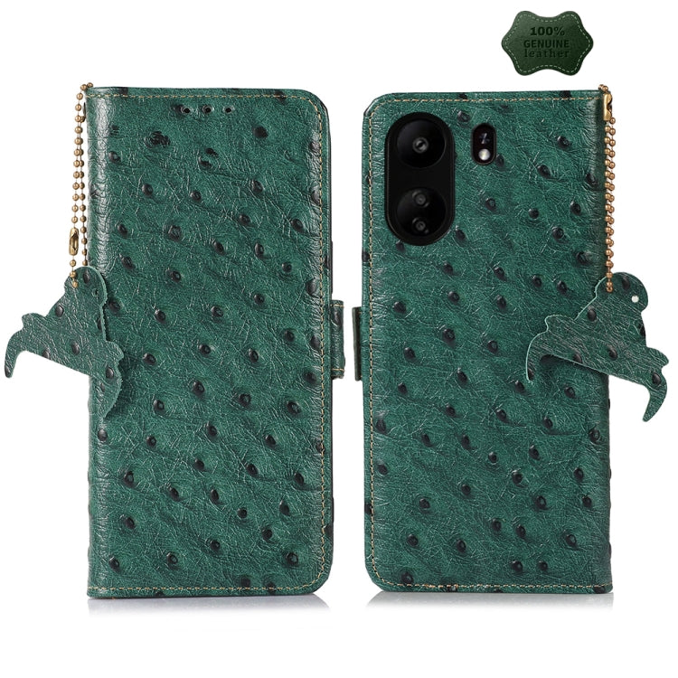 Ostrich Pattern Genuine Leather RFID Phone Case
